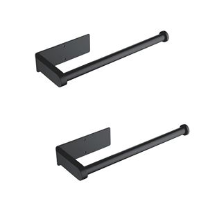 2 Pack Black Wall-Mounted Self-Adhesive Paper Towel Holder <b>Kitchen</b> <b>Storage</b> Cabinet for Convenient Towel Organization - Product Image 1