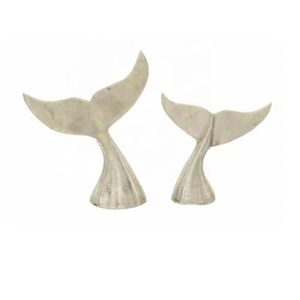 Ensemble de 2 sculptures argentées au design étonnant pour la décoration de la maison et les cadeaux, sculpture de forme de dauphin de bonne qualité - Product Image 1