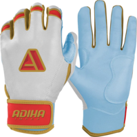 Guantes de Béisbol de Cuero al por Mayor, Color Blanco, Puño Corto, Antideslizantes, Cierre de Gancho y Bucle, Alta Calidad, Marca Adiha Impex