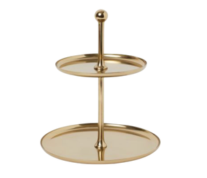 Support à gâteau en métal doré avec plateau en bois pour servir les gâteaux, idéal pour les fêtes et la table, vente en gros - Product Image 3