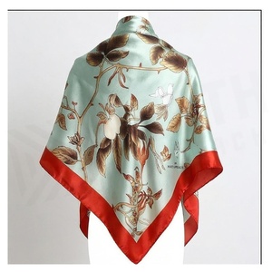 NORTH APPROACH Women's Square <b>Silk</b> <b>Scarf</b> Floral Print Elegant Multi-Functional Fashion Accessory Outdoor Polyester All Seasons - Product Image 2