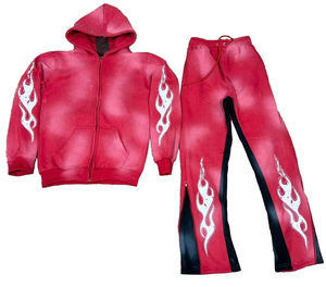 Custom Mens Clothing Cropped Sweatsuit Jogging T-shirts Set Sunfaded Acid Wash <b>Tracksuits</b> for Men - Product Image 5