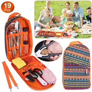 Kit di utensili da campeggio da 19 pezzi, pentole portatili per barbecue all'aperto - Product Image 1