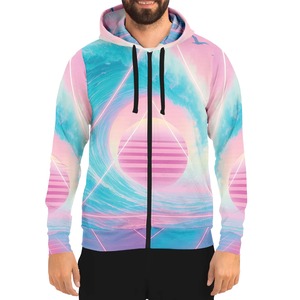 Sweat à capuche zippé pour homme en molleton 100% coton, design tie-dye par sublimation, respirant, séchage rapide, sport, hiver - Product Image 1