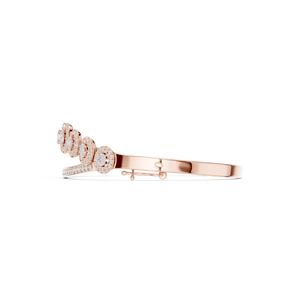 Luxury Rose Gold Lab Grown Diamond Oval Halo <b>Bangle</b> <b>Bracelet</b> for Women Pavé Diamond Fine Jewelry - Product Image 5