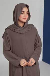 High Quality Modest Solid Color Floor Length V Neck Stretchy Sleeved Georgette <b>Chiffon</b> Nida Fabric <b>Plus</b> <b>Size</b> Lightweight Eid - Product Image 5