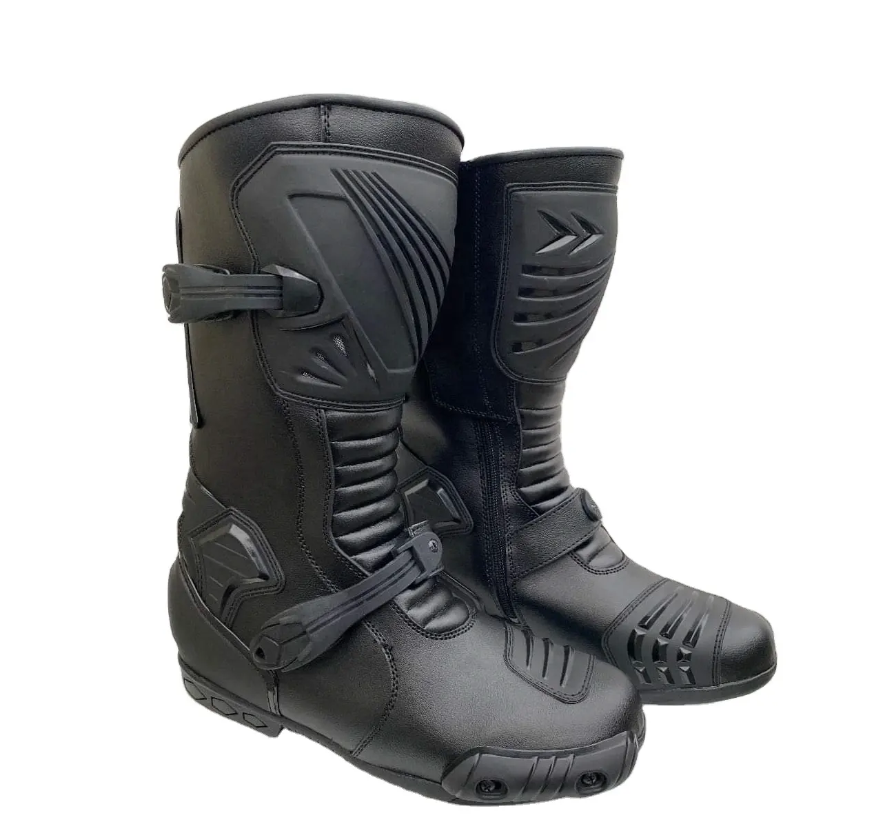 Zapatos de motocicleta para hombre, hechas a medida de cuero negro botas de montar, botas de carreras para niños, Equipo de moda para carreras, ropa de cuero