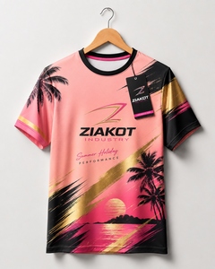 ZIAKOT industry New design Men's Custom Pink White-Black 3D Pattern Design Abstract Brush Stroke Performance <b>T</b>-<b>Shirt</b> - Product Image 3
