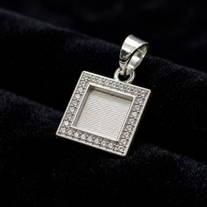 925 Sterling <b>Silver</b> Square 10x10mm Blank Bezel Pendant with Zircon DIY Resin Ashes Memorial Pendant Keepsake <b>Jewelry</b> <b>Making</b> - Product Image 1