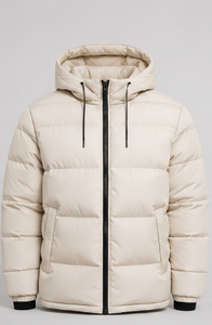Custom Casual <b>Men's</b> Winter Hooded Stand Collar Zipper Closure Waterproof Puffer <b>Jacket</b> with 100% Nylon Filling - Product Image 2