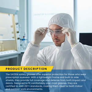 ANSI Z87+ Certified frameless side shield <b>eye</b> protecter for <b>protection</b> against chemical splashes - Product Image 5