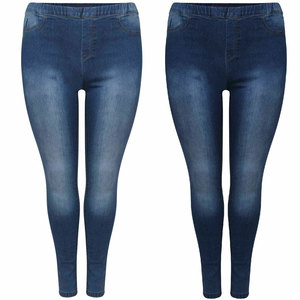 Mid <b>Waist</b> Straight-leg Plus Size Women's <b>Jeans</b> Full Length Enzyme Wash Cotton Spandex <b>Elastic</b> <b>Waist</b> Casual Solid Blue Autumn - Product Image 6