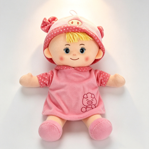 Muñeco de peluche personalizado de cerdito con lunares rosas, muñeco de peluche de bebé con pelo rubio, muñeco de cerdito bordado, muñeco de peluche para abrazar para bebés - Product Image 3
