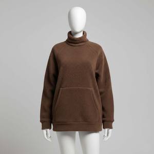Sweat-shirt oversize en molleton de coton épais 500 g/m² pour femme, marron uni, anti-rétrécissement, streetwear haut de gamme, hiver, OEM - Product Image 1
