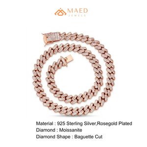 สร้อยคอโมอิสซาไนต์ชุบทองคำสีกุหลาบ ดีไซน์แบบ Cuban Link  เครื่องประดับแฟชั่นสำหรับผู้หญิงและผู้ชาย  สไตล์นิวยอร์ก  งานละเอียด  ดูทันสมัย - Product Image 6