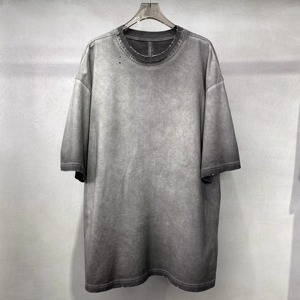 เสื้อยืดโอเวอร์ไซส์ผู้ชาย แขนสั้น สีพื้น ผ้าคอตตอนเจอร์ซีย์ ซักแล้ว คอกลม สไตล์ลำลอง - Product Image 4