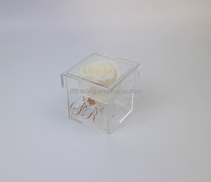 Vente en gros Mini boîte à bijoux en acrylique simple plat en promotion avec <span class=keywords><strong>logo</strong></span> imprimé carré Fabriqué en Chine Boîte à rose éternelle en <span class=keywords><strong>plexiglas</strong></span> - Product Image 5