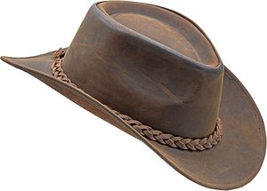Chapeau de cowboy formel personnalisé avec logo en relief, en cuir de veau marron, écologique, léger, pour l'hiver, les voyages, les sports, fait main, unisexe - Product Image 1