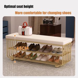 Metal Adjustable Durable Shoe <b>Bench</b> <b>Cushioned</b> <b>Seat</b> Modern Entryway Shoe Storage Rack for Hallway Front Door 11 Pair Capacity - Product Image 3