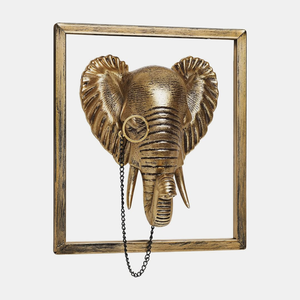 Élégante tête de cheval antique dorée à suspendre au mur, portant un chapeau et des lunettes rondes encadrées, disponible à prix de gros. - Product Image 4