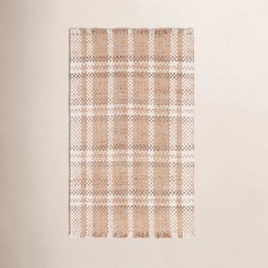 Geometric Pattern <b>Flat</b> Weave Cotton Jute <b>Rug</b> With Fringe Bohemian Style Rectangle Jute <b>Rug</b> For Living Room - Product Image 4