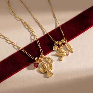 Collar con Colgante de Pájaro y Corazón Dorado, Joyería de Latón, Proveedor Mayorista - Product Image 5