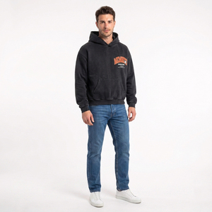 Sweat à capuche oversize décontracté pour homme en molleton 100 % coton avec poche avant – Votre marque - Product Image 5
