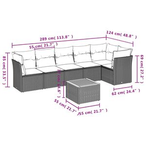 Juego de sofás de patio de ratán sintético negro de 7 piezas con cojines, elegantes muebles de exterior - Product Image 3