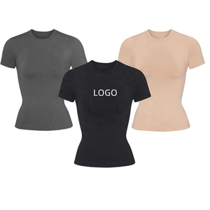 เสื้อยืดแขนสั้นคอกลมทรงเข้ารูปสำหรับผู้หญิง ยี่ห้อ PUFFIN SPORTS รุ่นสั่งทำพิเศษ สีพื้น ผ้าถัก สวมใส่สบายทุกฤดู ความยาวปกติ - Product Image 3