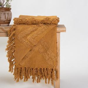 Manta de Lana 100% Ecológica de Lujo, Tejida a Mano, Lisa, Amarilla, 50x60 Pulgadas, Cómoda, Decoración de Dormitorio, Estilo Bohemio - Product Image 2