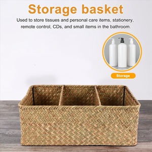 Hand-Woven Seagrass Storage <b>Baskets</b> Handmade Storage <b>Basket</b> Wholesale eco-friendly Made in Viet Nam - Product Image 5