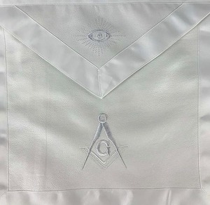 Tablier de Maître Maçon Blanc avec broderie du carré et de la compas et de l'Œil Qui Tout Voit, ceinture réglable – Régalia de Franc-Maçonnerie pour Loge - Product Image 2