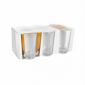 Paquete de 6 Vasos de Vidrio Cana de 170 ml, Juego de Cristalería Elegante - Product Image 1