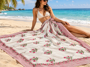Women's Halter Neck Floral Print Cotton Beach Wrap Robe Maxi Cover up Long Sleeve <b>Bathrobe</b> Casual Travel <b>Towel</b> 1 Piece - Product Image 3
