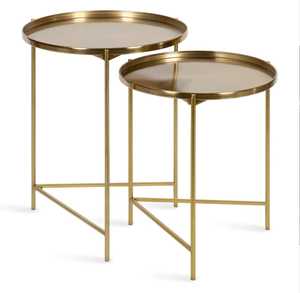 Juego de Mesa de Centro Redonda Moderna con Tapa de Vidrio, Muebles para Sala de Estar - Product Image 4