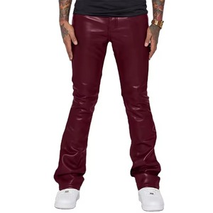 Pantalon en cuir moto grande taille personnalisé pour l'hiver, style décontracté, équipement de protection, braguette boutonnée, brodé, imperméable à la taille moyenne - Product Image 1