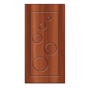 Porte intérieure en bois massif de style minimaliste moderne avec design à rainures circulaires, surface finie, ouverture manuelle, porte d'entrée GA-25L - Product Image 4