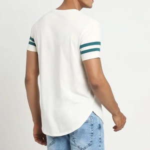 T-shirt en coton tricoté pour homme, blanc, à manches courtes, col rond, coupe classique, décontracté, uni, respirant, 320g - Product Image 2