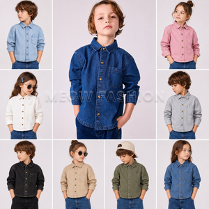 เสื้อเชิ้ตเดนิมแขนยาวสำหรับเด็ก หลายสีให้เลือก จัดส่งรวดเร็ว ผลิตโดยโรงงานผู้ผลิตเดนิมโดยตรงจากบังกลาเทศ มีสินค้าในสต็อก - Product Image 1