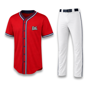 Conjunto de Uniforme de Béisbol Personalizado para Hombre, Rojo, Blanco y Azul Marino, con Logotipo Bordado, Manga Corta, Corte Regular, para Todas las Temporadas, en Poliéster - Product Image 1