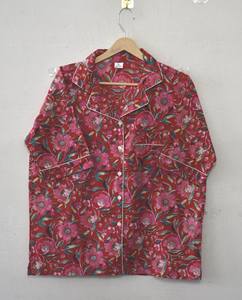 Conjunto de Pijama de Algodón Tejido con Estampado Floral para Mujer, Elegante, con Estampado a Mano, Manga Corta, Transpirable, de Secado Rápido, Ropa de Dormir - Product Image 3