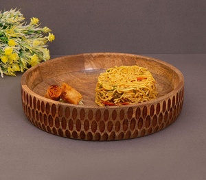 Grand bol à salade en bois de mangue gravé à la main fabricant grossiste vente directe en usine - Product Image 3