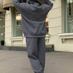 Ensemble de survêtement surdimensionné personnalisé en gros, unisexe, hiver, polaire épais, poids lourd, 100% coton, ensemble de pantalon de survêtement et de sweat-shirt personnalisé - Product Image 4