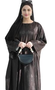 Robe longue Abaya ethnique en soie et nylon pour femmes, style Eid musulman, robes longues arabes de Dubaï, Abaya modeste de couleur unie pour filles - Product Image 6