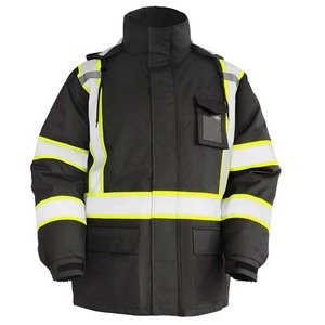 Veste de travail noire haute visibilité réfléchissante avec poches, uniforme de travail unisexe, veste à fermeture éclair - Product Image 1
