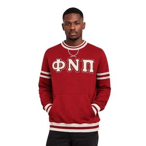 Kappa Alpha Psi Phi Nu Pi Krimson Chenille Crewneck True Size Premium Fleece Embroidered Greek Letter Crest Fraternity Apparel - Product Image 1