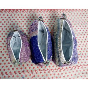 Handmade Cotton Kantha Floral Pattern Modern Style Cosmetic <b>Pouch</b> Bag Zipper Closure Small-Large Sizes Women's Gift Rajasthan - Product Image 4