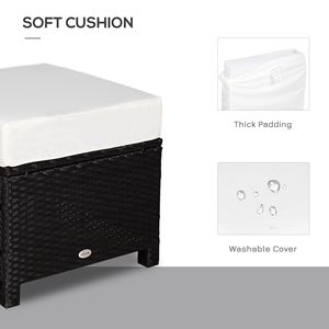 Pouf da esterno in vimini PE da 20 pollici con struttura in acciaio e cuscino resistente allo sbiadimento, nero - Product Image 4