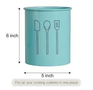 Porte-ustensiles de cuisine cylindrique avec icônes spatule, cuillère, fourchette – Support de rangement minimaliste pour outils de cuisine - Product Image 2
