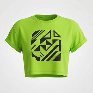 เสื้อครอปท็อปผู้หญิง สไตล์สตรีทแวร์ แห้งเร็ว พิมพ์โลโก้ได้ตามต้องการ เสื้อสีพื้น ผ้าฝ้าย 100% เสื้อยืดแฟชั่น - Product Image 1